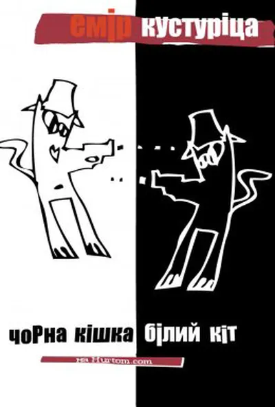 постер Чорна кішка, білий кіт